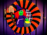 Crochet pattern - Halloween door wreath with witch