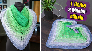 Kostenlose Häkelanleitung: Dreieckstuch aus Stäbchen und Stäbchenclustern häkeln