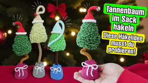 🌲 Weihnachtsbäumchen im Säckchen häkeln – festliche Deko & perfekte Resterverwertung
