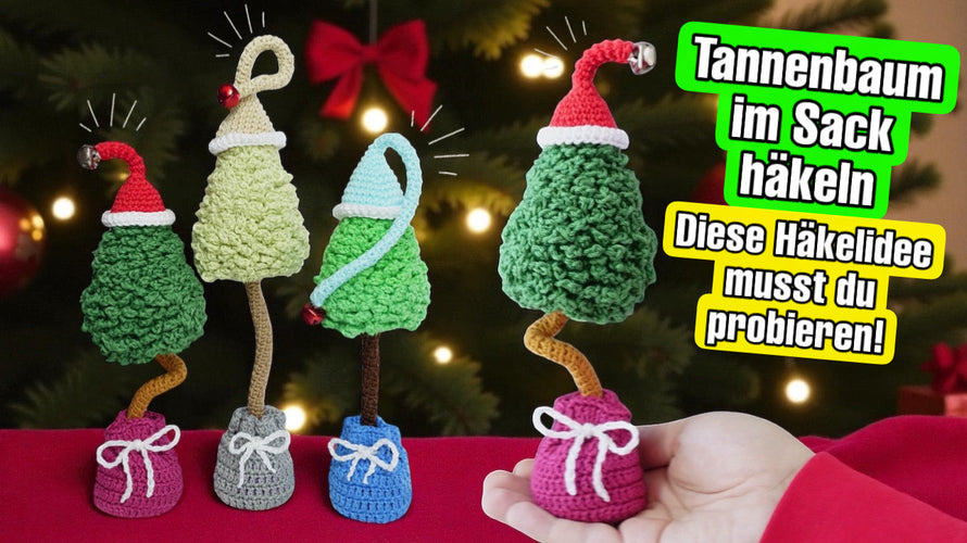 🌲 Weihnachtsbäumchen im Säckchen häkeln – festliche Deko & perfekte Resterverwertung