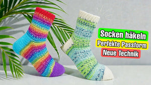 Socken häkeln leicht gemacht – einfache Häkelanleitung mit Käppchenferse & Bändchenspitze