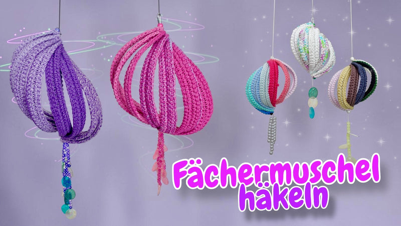 Häkelanleitung: Dekorative Fächermuschel häkeln – maritimes Windspiel für Balkon & Garten