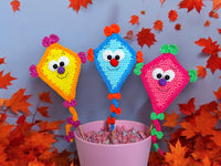 Häkelanleitung - Lustige Herbstdrachen Deko|Blumenstecker
