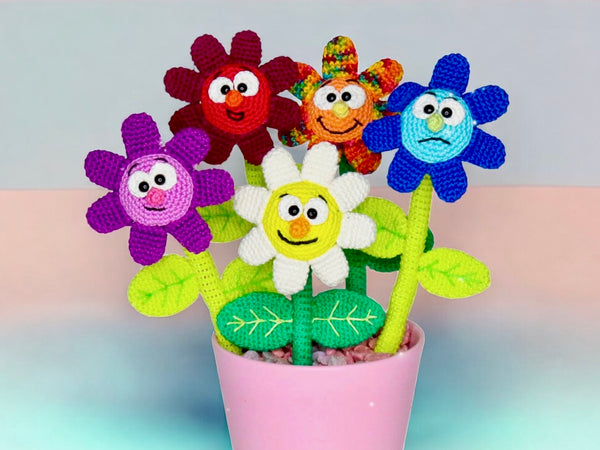 Häkelanleitung - Lustiger Blumenstrauß