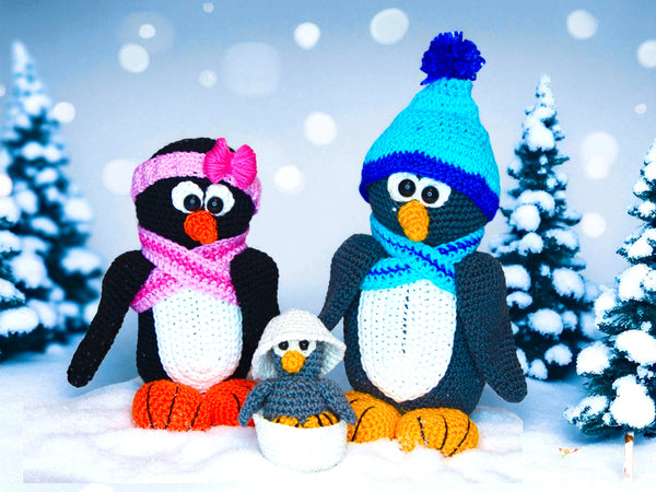 Häkelanleitung - Die süße Pinguin Familie