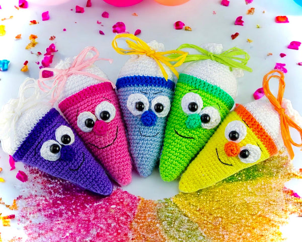 Häkelanleitung - Lustige Zuckertüten / Schultüten